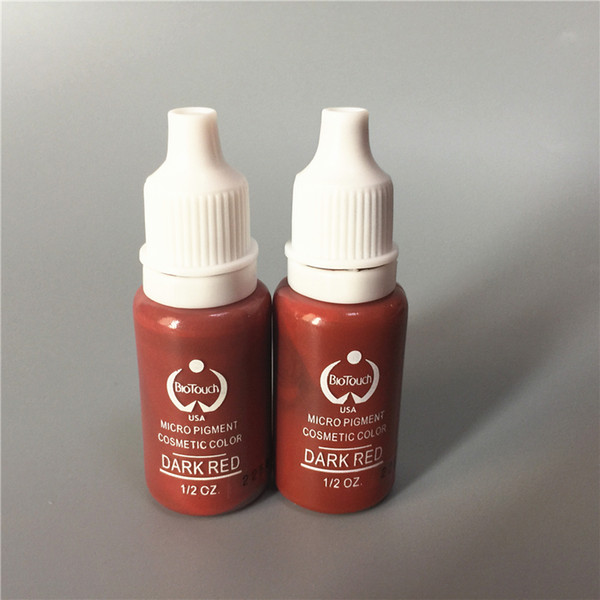 2Pcs Dark Red Color Biotouch Permanent Makeup Micro Pigment Cosmetic Manual Tattoo Ink 1/2 oz For 3D Eyebrow Eyeliner Lip