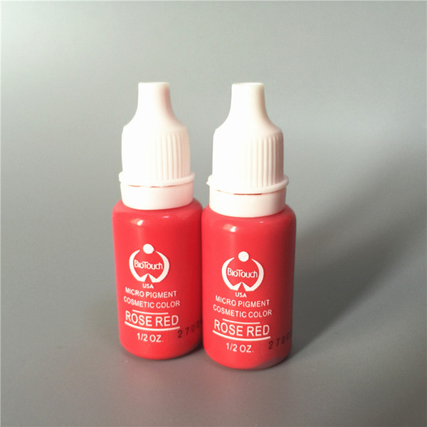 2Pcs rose red Color Biotouch Permanent Makeup Micro Pigment Cosmetic Manual Tattoo Ink 1/2 oz For 3D Eyebrow Eyeliner Lip