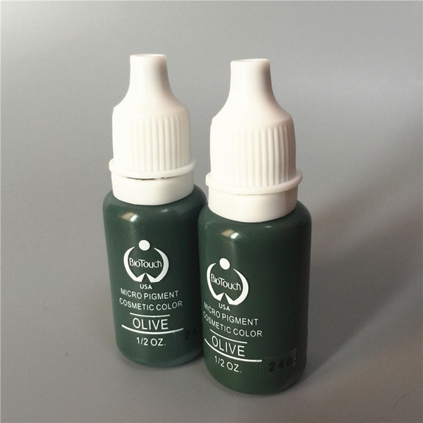 2Pcs Olive Colors Biotouch Permanent Makeup Micro Pigment Cosmetic Manual Tattoo Ink 1/2 oz For 3D Eyebrow Eyeliner Lip