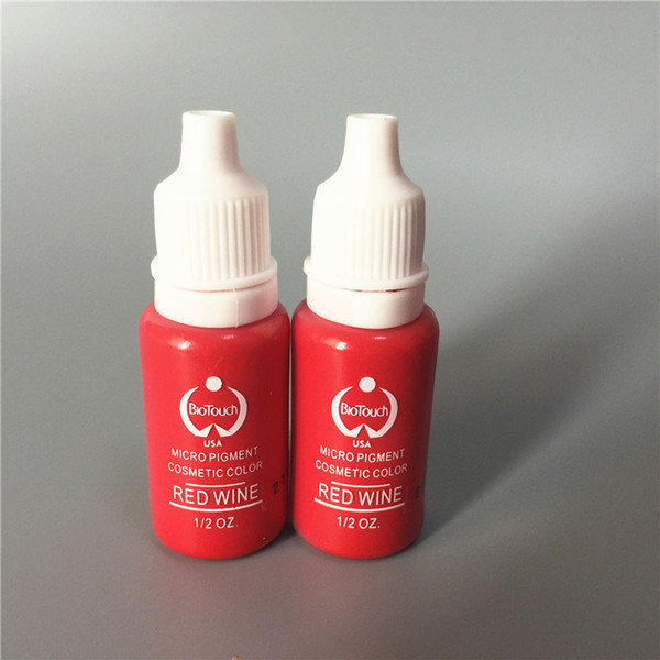 2Pcs Red Wine Color Biotouch Permanent Makeup Micro Pigment Cosmetic Manual Tattoo Ink 1/2 oz For 3D Eyebrow Eyeliner Lip