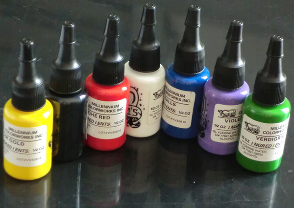 Hot Sell Tattoo Inks Supply 15ML/Bottle 7 Colors Tattoo Ink Pigment Sets 0.5OZ Tattoo Ink Pigment