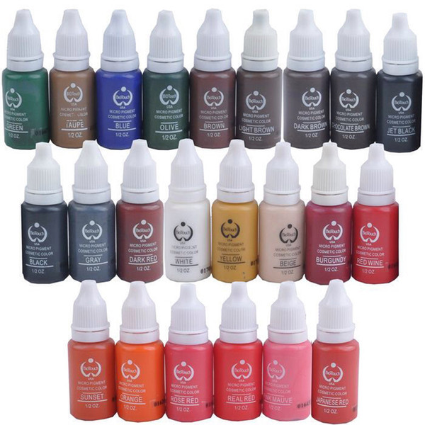 Wholesale-5 Pcs/ Lot  Permanent Makeup Cosmetic Tattoo Ink Micro Pigment Color 1/2OZ(15ml) Tattoo Inks For Tattoo