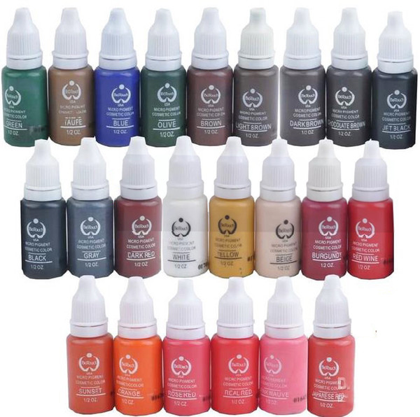 1 Lot of 30 Bottles*15ml Permanent Makeup Ink Colors Assorted Biotouch Microblading Tattoo Makeup Pigment Cosmetic Kits Supplies