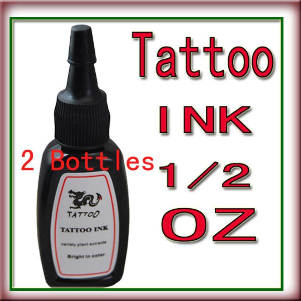 Freeshipping 2 Bottles Top Blackish Black Tattoo Ink Pigment 15ml 1/2 oz Kit Supply