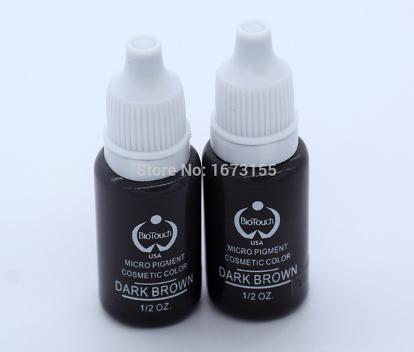 Wholesale-2 Colors DARK BROWN Permanent Makeup Cosmetic Tattoo Ink Micro Pigment Color 1/2 oz Permanent Makeup Ink Kits