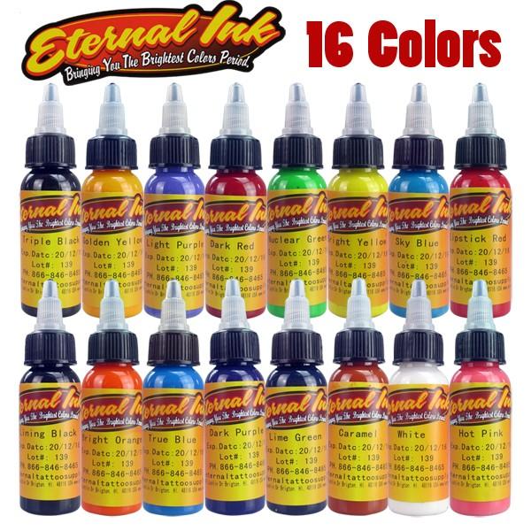 Wholesale- 16pcs/lot Tattoo ink New Kind Tattoo Ink Set 16 Colors Set 1oz 30ml/Bottle Tattoo Pigment Kit for 3D makeup beauty skin