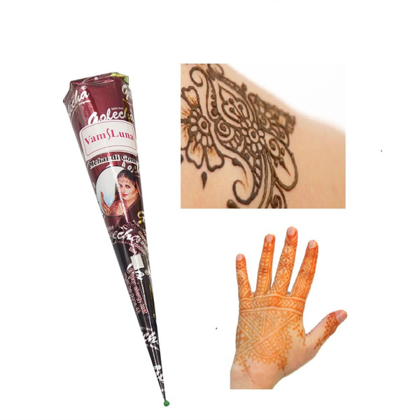 body paint ink Indian Henna Cones Red Brown Black Color 3 Piece + 18 Stencils 6*6cm Temporary Tatoo Kits Body Art Mehandi