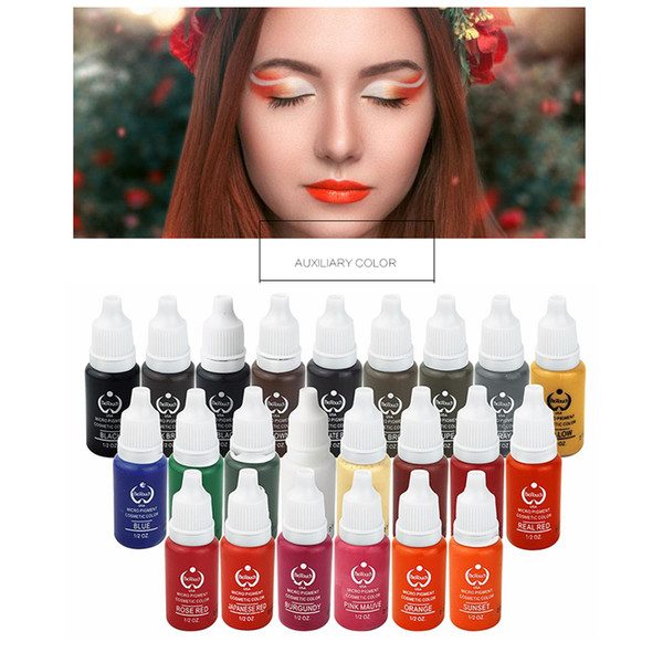 23pcs Permanent Makeup Pigment 15ml Ink Cosmetic 23 Color Tattoo Ink Set Paint For Microblading Eyebrow Lip Body Makeup