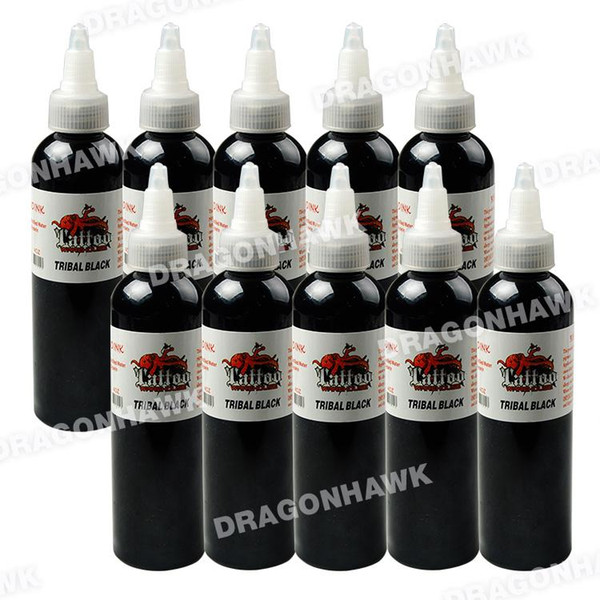 10PCS/Lot 2OZ 60ml Bottle Tattoo Ink Sets Black Color Tattoo Pigment Kits Professional DragonHawk Tatoo Inks