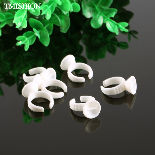 Free shipping 50Pcs Disposable Eyebrow Tattoo Pigment Ring Cups Makeup Eyelash Glue Cup White Ink Holde Small Size With Divider