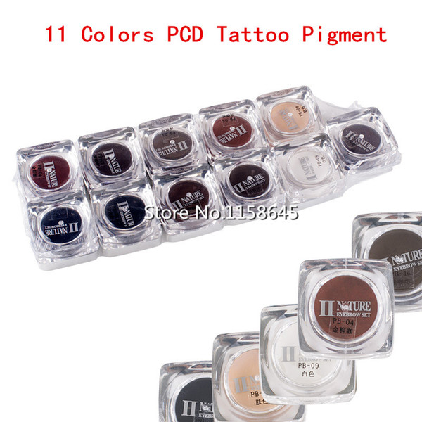 1 Sets 11 Colors Square Bottles Professional High quality PCD Permanent Makeup Tattoo Pigment Eyebrow Lip Ink Beauty Supply HOT