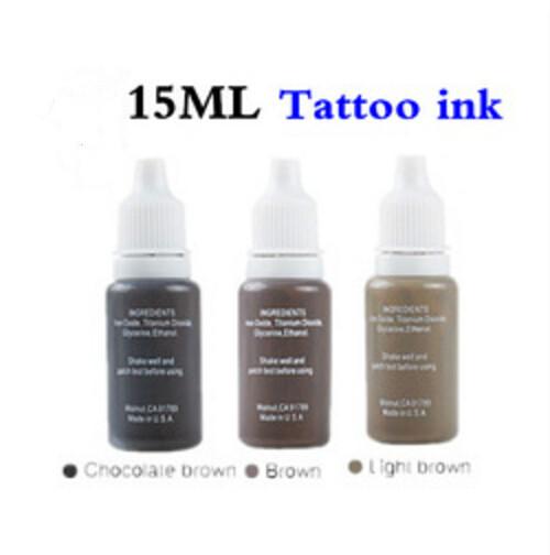 Permanent Eyebrow Lip Eyelash Makeup Pigment 1/2OZ 15ML Tattoo Ink Set Micro Pigment Cosmetic Color Tattoo Supplies 3Pcs /Lot