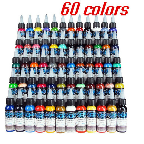 Wholesale New Tattoo Ink Fusion 60 Colors Set 1 oz 30ml/Bottle Tattoo Pigment Kit Free Shipping