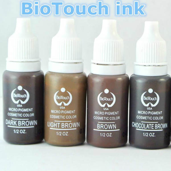 Professional 4 Colors Permanent Makeup Ink & Bio-Touch Micro Pigment Cosmetic 15ml/Bottle Kits Supply Free Shipping