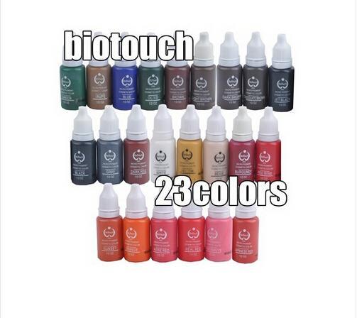 Wholesale-23pcs biotouch tattoo ink set pigments permanent makeup 15ml cosmetic color tattoo ink for eyebrow eyeliner lip Free freight ,Fr