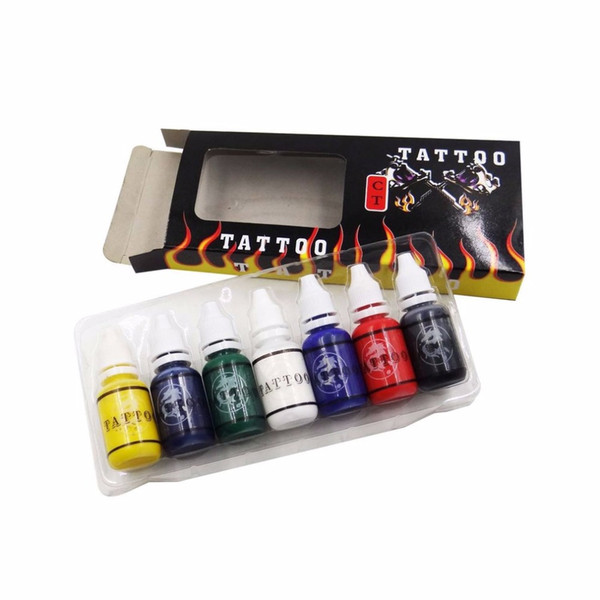 7 Colors Bottles Ink Pigment Set Kits Body Arts Tattoos Professional Beauty Permanent Makeup Supplies Cosmetic Skin Body