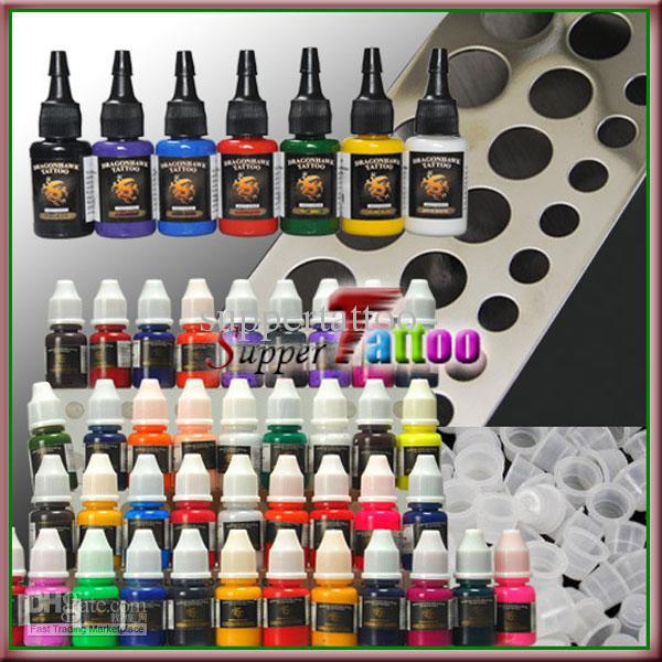 Tattoo 40 Color Ink(10ml) 7 Ink(15ml) Cups Steel Holder Supply