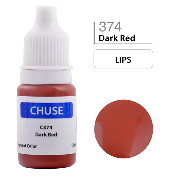 Wholesale- CHUSE Permanent Makeup Ink Lips Tattoo Ink Set Microblading Pigment Professional Micro Maquiagem Definitiva 10ML Dark Red C374