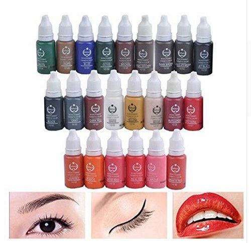 Wholesale-23pcs tattoo ink set pigments permanent makeup 15ml cosmetic color tattoo ink for eyebrow eyeliner lip Free shipping