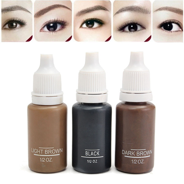 Wholesale- 3Pcs/lot Tattoo Ink 3 Different Colors For Permanent Makeup Tattooing Eyebrow Eyeliner Lip 15ml Cosmetic Manual Paint Pigments