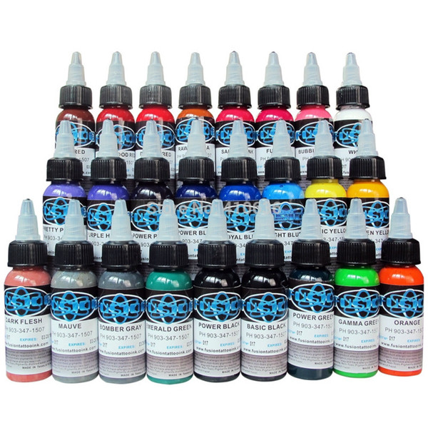 New Tattoo Ink Fusion 25 Colors Set 1 oz 30ml/Bottle Tattoo Pigment Kit Free Shipping