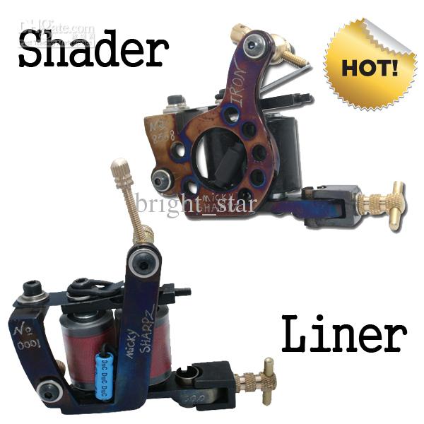 Hot! 2 Handmade Tattoo Machine Gun Shader Liner For Tattoo Needle Ink Cups Tips Kits T3