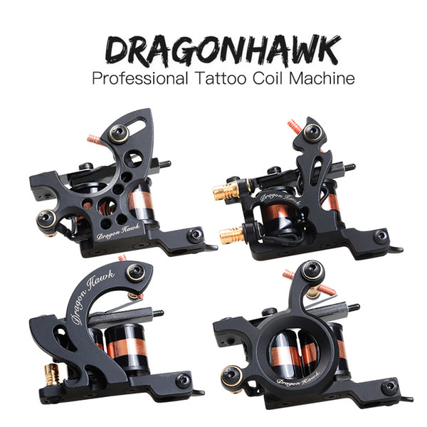 4pcs Dragonhawk Tattoo Machines Fine Lining Shading Coloring Lining Tattoo Guns 10 Wraps Tattoo Supplies