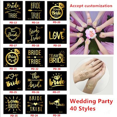 Wedding party Temporary Tattoos Waterproof wedding sticker Bride single party gilt tattoo stickers golden wedding sticker 40 styles