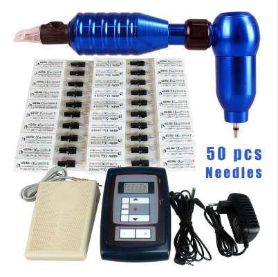 Permanent Makeup Tattoo Kits - Digital Tattoo Pen Machine Supply + Foot Pedal + 50 Needles For Eyebrow Lips Tattoo