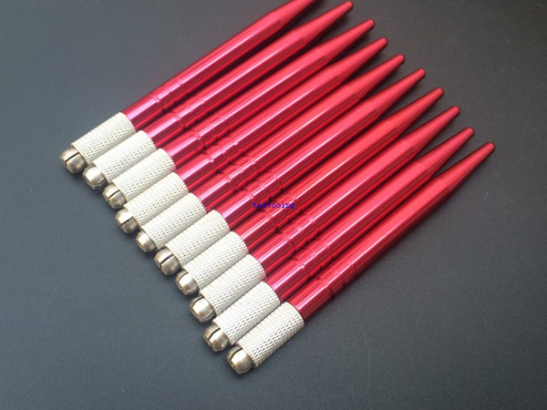 100 Pcs Red 3D Manual Embroidery Pen Used Round Needle For Microblading Eyebrow Permanent Makeup