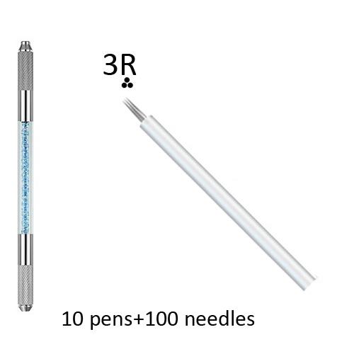 Hot Sale Manual Tattoo Pen Kit for Permanent Makeup 10 Tattoo Pens with 100 Tattoo Needles in One Pack Random Choice