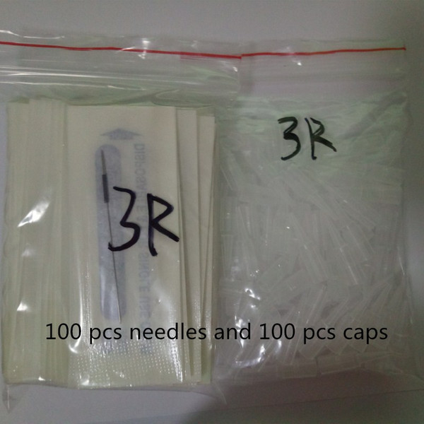 100Pcs 3R needles and 100pcs 3R tips For Permanent Makeup Good Quality Traditional Tattoo Needles Independent Package