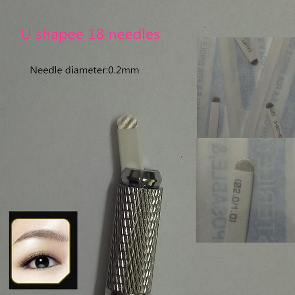 100 PCS white U18 Permanent Eyebrow Makeup Manual Tattoo Bevel Blades 18 Needles