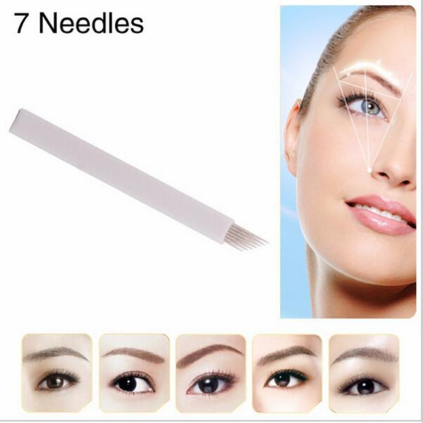 50 PCS 7 Needle Eyebrow Tattoo Blades For 3D Embroidery Manual Microblading Pen Permanent Makeup