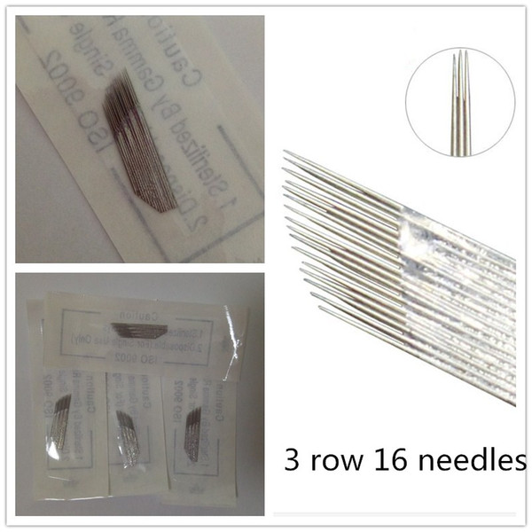 50 pcs 3 row 16 needle Permanent Makeup Eyebrow Tatoo Blade Microblading Needles For 3D Embroidery Manual Tattoo Pen Machine