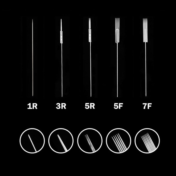 500pcs 1RL/3RL/5RL/5F/7F Sterilized Disposable Permanent Makeup Needles Tattoo Needle for Eyebrow Giant sun tattoo kit 0.35X50MM