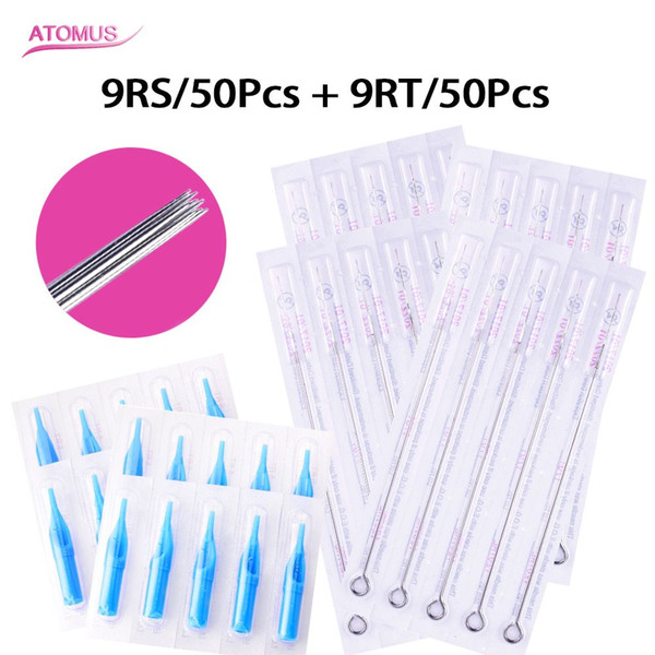 50pcs 9RS Tattoo Needles 50pcs 9RT Nozzle Tips Sterilized Body Art Medical Grade Sterilized Body Art Medical Grade