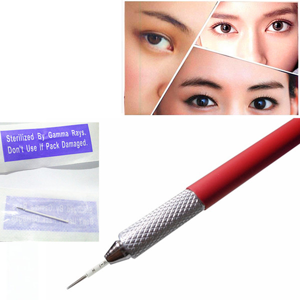 Wholesale-50pcs/lot Stainless Steel Permanent Makeup Tattoo Needdles Mixed   Microblading Needdles For 3d pen New style 10-0131