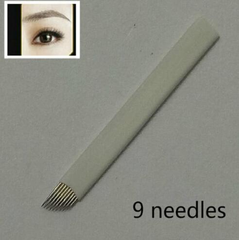 50PCS 9-Pin Permanent Makeup Manual Eyebrow s Blade For Tattoo Machine Microblading Pen Free Shipping