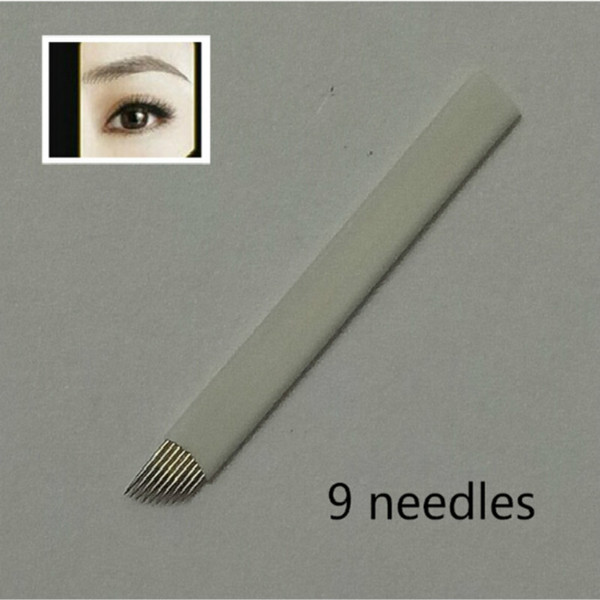 50PCS 9-Pin Permanent Makeup Manual Eyebrow s Blade For Tattoo Machine Microblading Pen Free Shipping