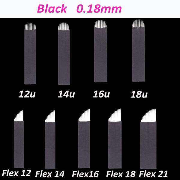 100pcs 0.18mm Lamina Tebori Flex Microblading 12 14 16 18 U shape Tattoo needles for Permanente makeup Eyebrow Blades Manual pen