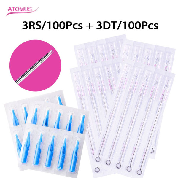 100pcs 3RS Set Tattoo Needles 100pcs Set 3DT Nozzle Tips Pre-sterilized Tattoo Accessories Tips Pre-sterilized Tattoo Accessories