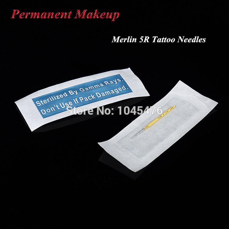 Wholesale-5R 100pcs Merlin s For Permanent Makeup Machine -Professional Eyebrow and Lip Makeup Needles Free Shipping