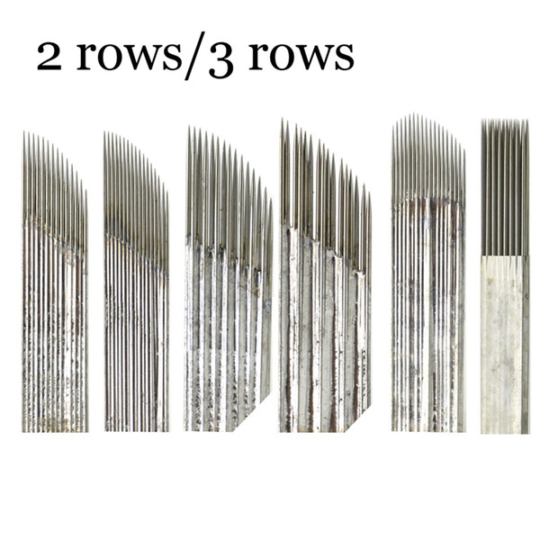 blade microblading 50/100pcs Double Row Needles Manual Pen Blades 15 pins Microblading Permanent Makeup Eyebrow Tattoo 3D Embroidery