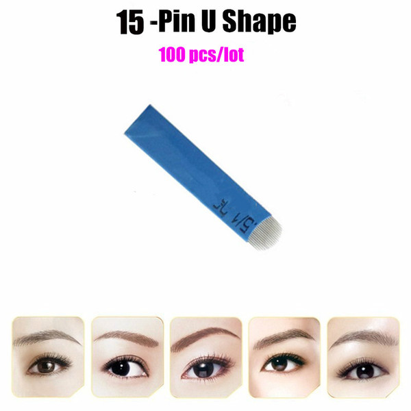 18 Pin U Shape Tattoo Needles Permanent Makeup Eyebrow Embroidery Blade For 3D Microblading Manual Tattoo Pen 100Pcs/lot