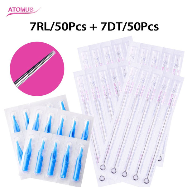 50pcs 7RL Tattoo Needles 50pcs 7DT Tattoo Nozzle Tips Medical Grade Disposable Tips Medical Grade Disposable