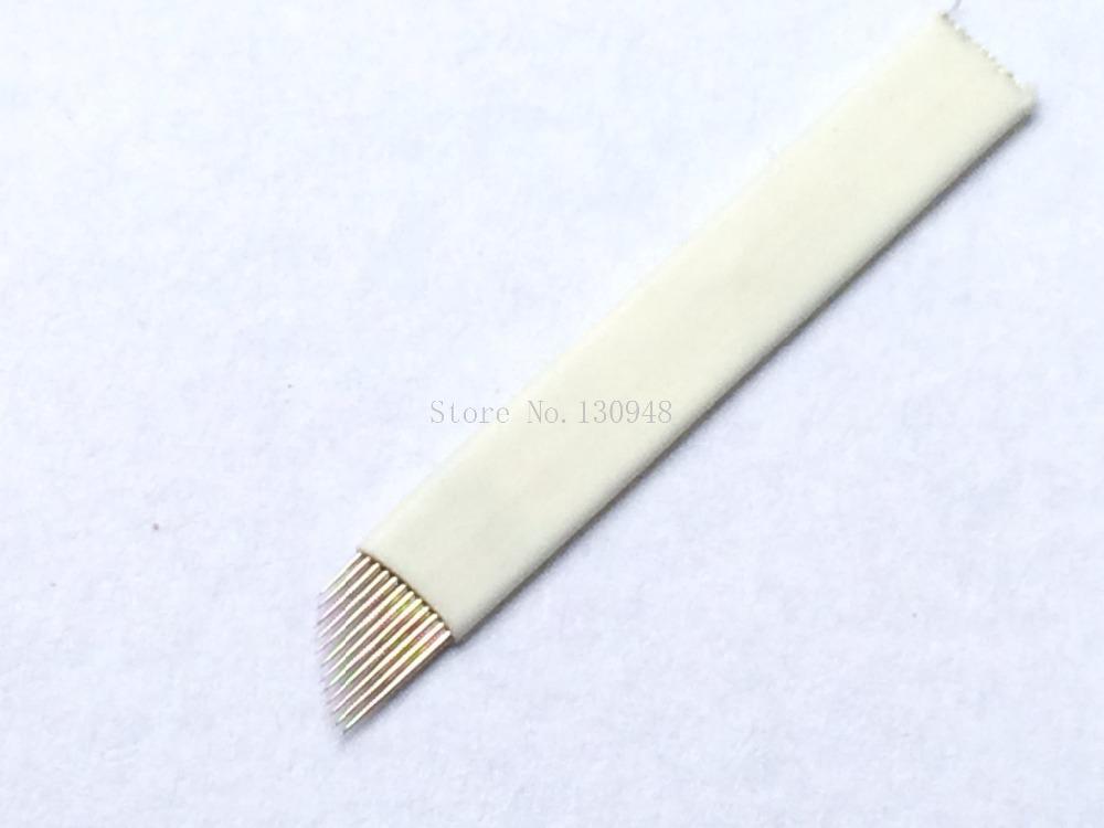 Wholesale-100PCS 12 Pin Permanet Makeup Eyebrow Manual Pen Blades s For 3D Eyebrow Embroidery Microblading Tattoo Pen