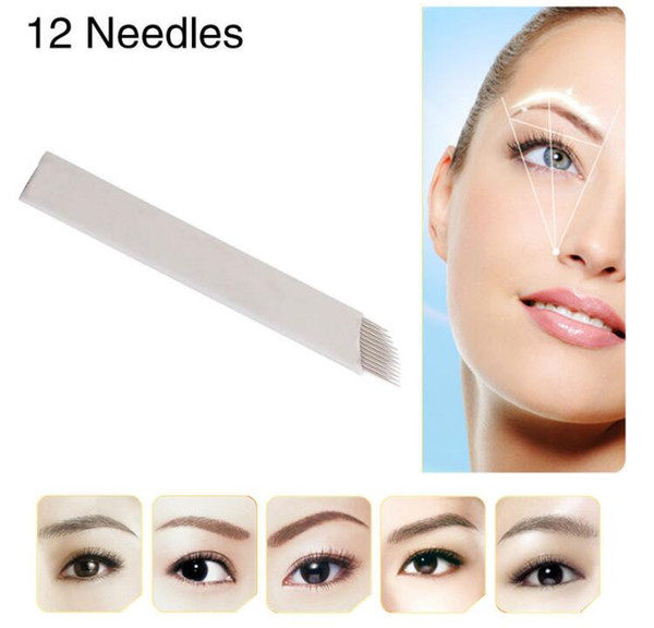 12 Flex Microblading Needles Permenent Makeup Pins 12 Tattoo Needle Lamina Agulhas Tebori Blade for Manual Eyebrow Pen