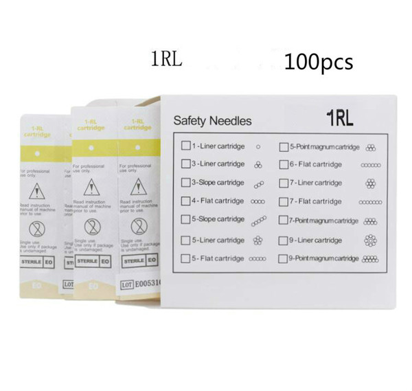 Cartridge Needle 100piece 1RL Cartridge Needles Disposable Sterilized Tattoo Permanent Makeup Needles Tips for Eyebrow lip