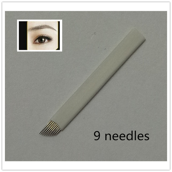 50pcs 9 Pin Permanent Eyebrow Makeup Blades Tattoo Manual Needle For Microblading Pen Machine 3D Eyebrow Microblading